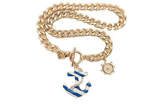 Trendyfashionjewelry LADIES FASHION JEWELRY Women Fashion Gold Metal Chains Necklace Nautical Anchor Charm Pirate Helm Ship Jewelry Pendant thumb #8