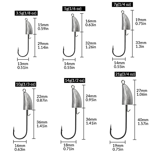 Thkfish Bullet Jig Heads Swimbait Hooks Bass Fishing Texas Rig Hook Saltwater Freshwater Offset Weighted Hook Weedless 7G 10Pcs #TOP3
