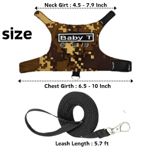 Image of Bearded Dragon Harness Leash Set with Patch Adjustable Lizard Traction Rope Escape Proof Outdoor Walking Reptile Camouflage Costume Accessories for Bearded Dragon Lizard Small Pets (Brown)