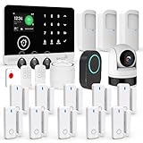 Sistemi di Allarme Domestici con Telecamera, Sistema di Sicurezza Domestico 4G/Wi-Fi con SMS, Rilevatore di Movimento, Sirena di Allarme da 120dB, Telecomando, Compatibile con Alexa e Google(23 Pezzi)