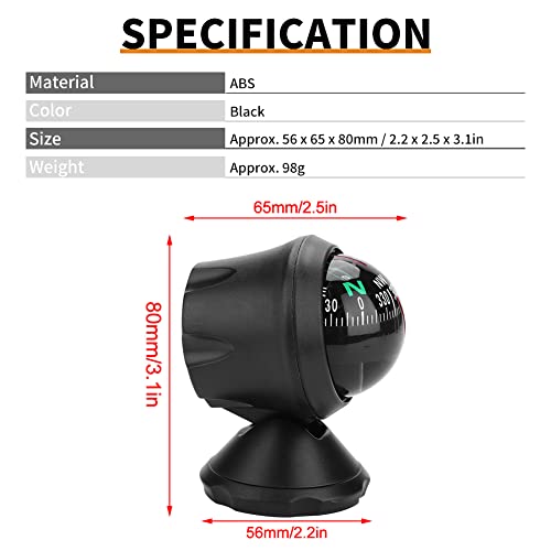 Keenso Dash Car Compass, Precisely Auto Adjustable Boat Compass Dash Compass For Car Marine Boat Ship #TOP4