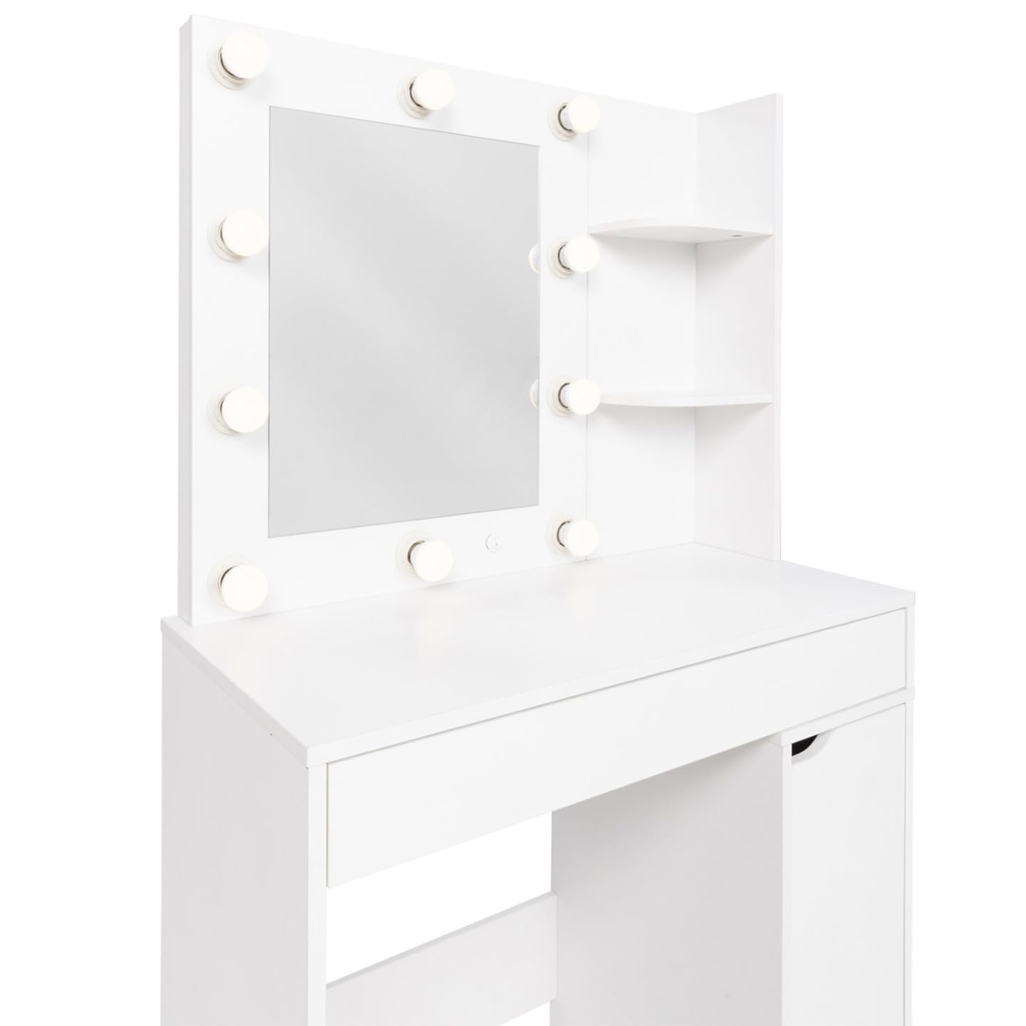 IDMarket - Coiffeuse Zelia Blanche Miroir LED