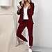 Blazer Sets Women 2 Piece Outfits Business Casual Outfits 2024 Dressy Casual Pant Suits Plus Size Wide Pants (Wine, XXL)