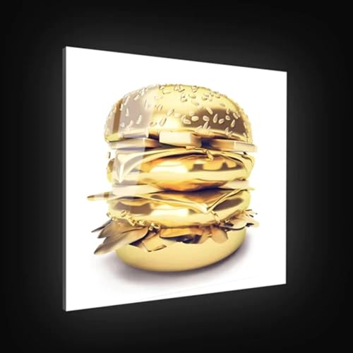 Toile peinture cheeseburger premium impression art mural salon 60x60 cm