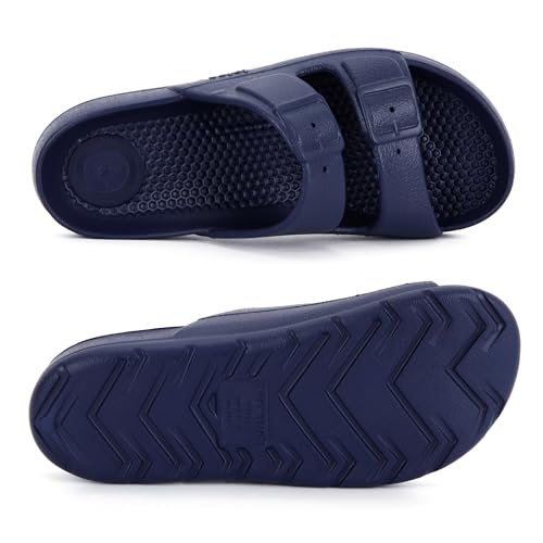 Image of Totes Kids Everywear Double Buckle Slide Sandals Lightweight Waterproof Slides with Textured Footbed