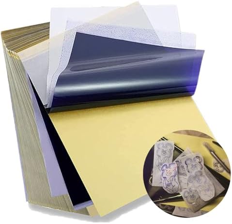 LEAYOKA 50 Blatt Tattoo Transferpapier A4 Tattoo Stencil Papier | 4-Layer Matrizenpapier für Professionelle Tätowierung Tattoo Zubehör