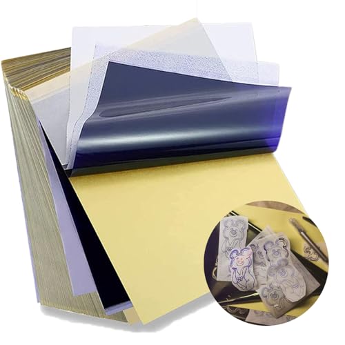 LEAYOKA Tattoo Transfer Paper Tattoo Stencil Paper 50 Sheets A4 Tattoos Transfer Paper 4-Layer Die Paper for Tattoos