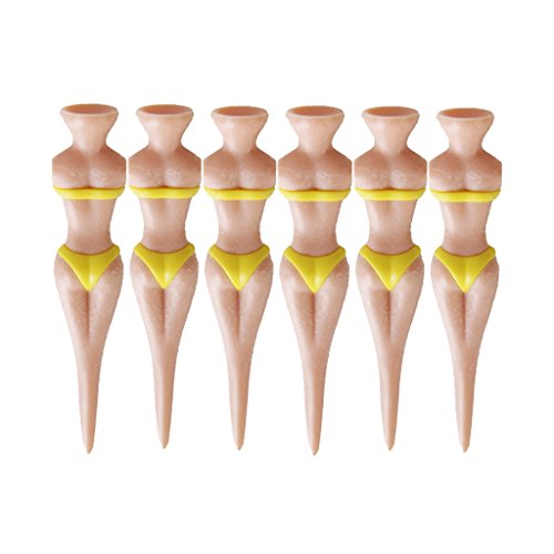 6pcs Novelty Yellow Bikini Lady Girl Golf Tees Divot Tools Joke Stag Party Funny