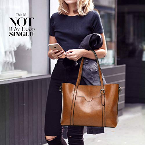 Bolso para mujer con asas y bandolera de cuero PU miniatura 2