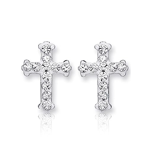 Boucles d'oreilles croix or jaune et cristal un cadeau précieux pour les femmes
