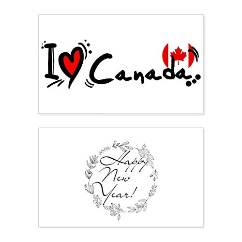 Tarjeta conmemorativa I Love Canada de Año Nuevo con mensaje en inglés