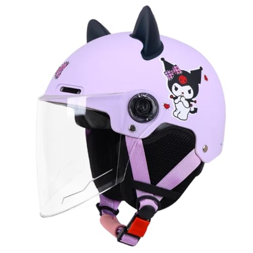 Casque De Moto Demi-Visage Pour Enfants,Oreilles De Chat,Pour Jeunes Enfants,Tout-Petits,Vélo,Cyclomoteur,Dirt-Bike, Scooter,Kart,Vélo,VTT, Pour Garçons Et Filles De 2 À 14 Ans H,47-55cm