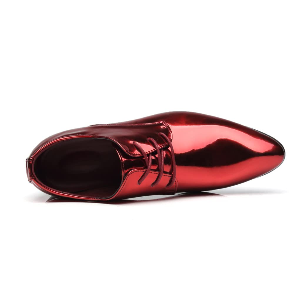 MANLADUO Chaussures en cuir brillant doré à bout pointu pour homme