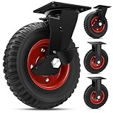 W B D WEIBIDA 8 Inch Heavy Duty Caster Wheels Set of 4, 2200 LBS Outdoor Industrial Wheels Swivel Large Rubber Casters with Brake for Workbench, Dolly, Cart, Trolley, Wagon (2 Brake & 2 Fixed)