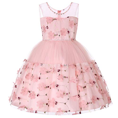 Robe de fête de mariage fille anti-grattage tulle princesse rose confortable 4-5 ans