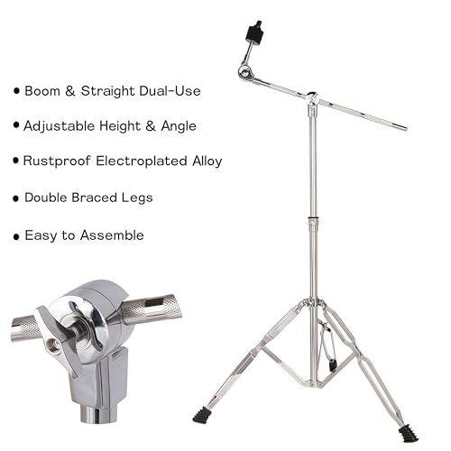HOEIA Boom Cymbal Stand, Adjustable Cymbal Stand, Percussion Mount Holder, Drum Hardware Support Stand with Rubber Feet