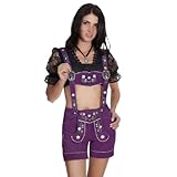 lederhose herren lila Kurze klassische bayerisch geschnittene Damen Trachtenlederhose
