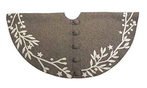 Arcadia Home Handmade Christmas Tree Skirt In Felt - Branches And Stars On Gray Color Tree Skirt For Merry Christmas, Party, Christmas Trees Mat Decorations #TOP1