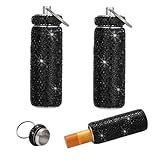 Veseek Lip Balm Holder Key Chain 2Pcs Lip Balm Gloss Holder Keychain Bling Lipstick Case for Purse Portable Metal Lipbalm Organizer Cute Key Chain Accessories for Women(Black)