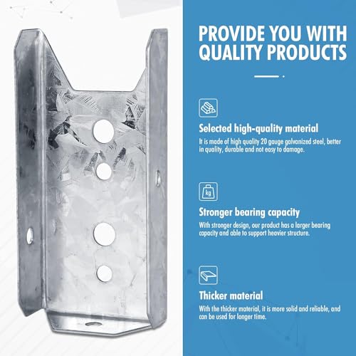 LukLoy 20 Pack 2x4 Brackets for Wood Rail, Fence Brackets Repair Kit Galvanized, Deck Railing Bracket Connectors for 2"×4"(Actually 1.5"x3.5") Wood Post, Includes 140PCS 304 Stainless Steel Screws - Thumbnail 5