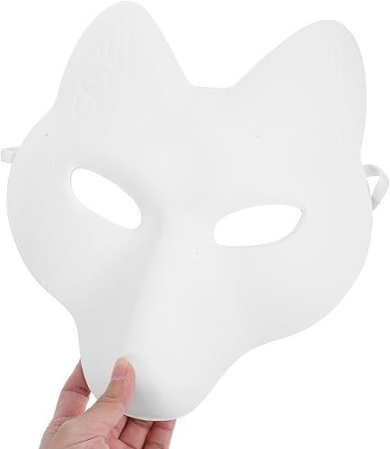 Miniatura 3 de 2 máscaras de gato, máscara de Halloween, máscara de zorro, máscara de lobo, máscara japonesa en blanco para mujeres, máscara de cosplay para