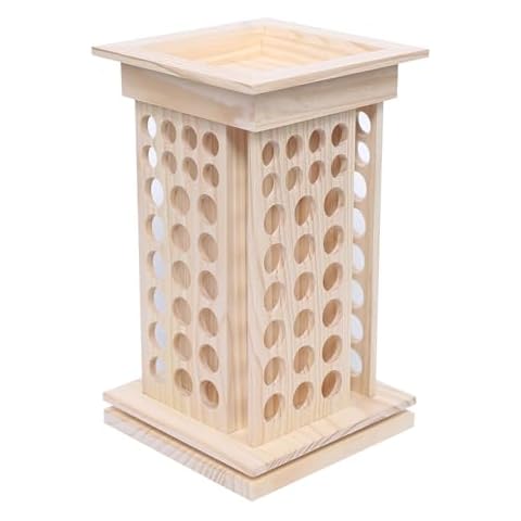 DRTONK Quality Rotating Essential Oil Rack for 5-15ml Roller Bottles, 8-Tier Essential Oil Storage Rack 125 Slot Essential Oil Bottle Rack, Wooden Cosmetic Sorting Rack Perfume Nail Polish Collection Cover