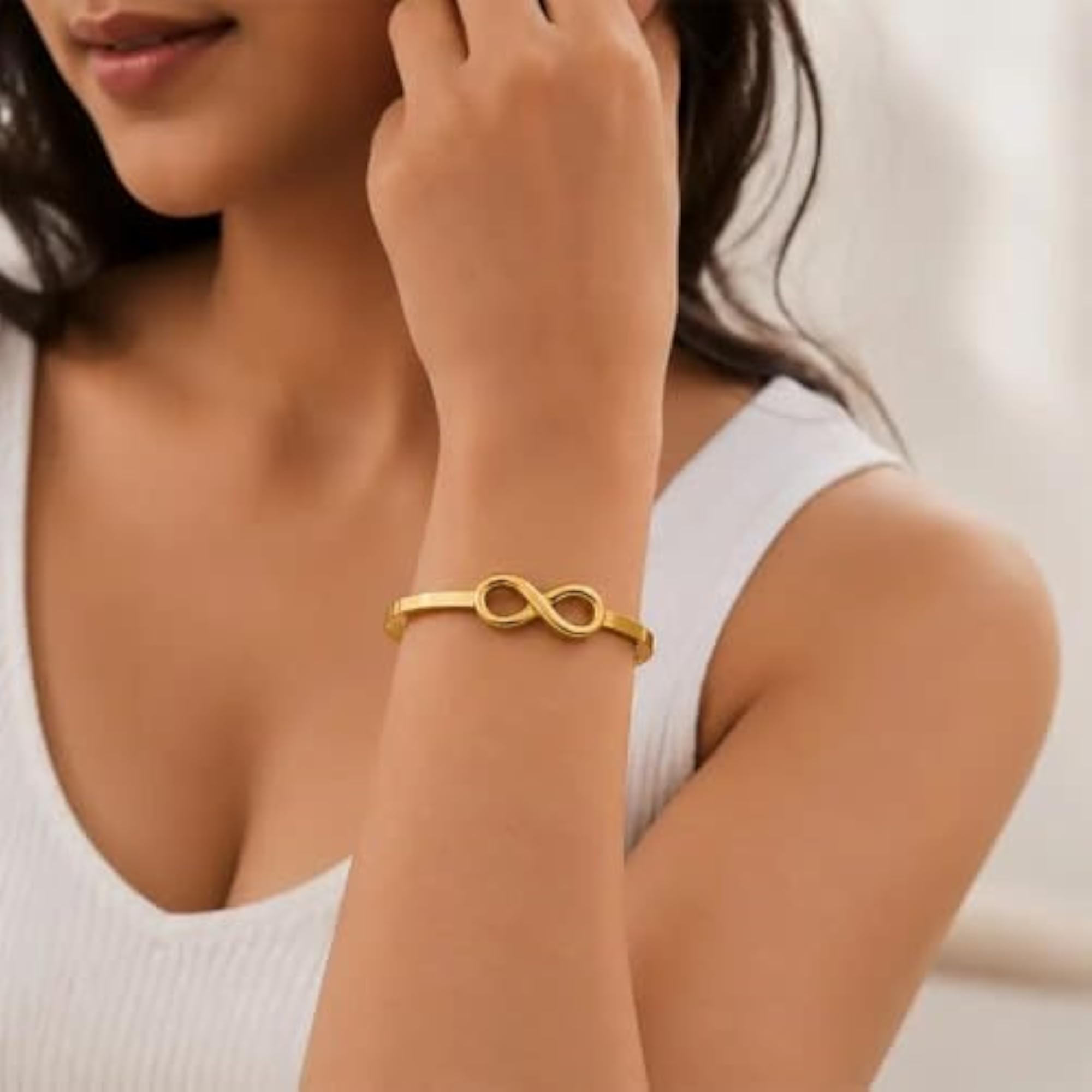 Anti Tarnish Stainless Steel Openable Infinity Bracelet & Kada Cuff Bangle