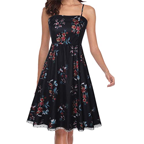 Robe débardeur moulante sexy imprimé floral noir taille XXL pour femme