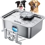 Speedeer 4Gal/15L Dog Water Fountain for Large Dogs, Stainless Steel Large Pet Drinking Fountain, Automatic Dog Water Bowl Dispenser with Deeper & Wider Drinking Area, Multi-Filtration, Ultra-Quiet