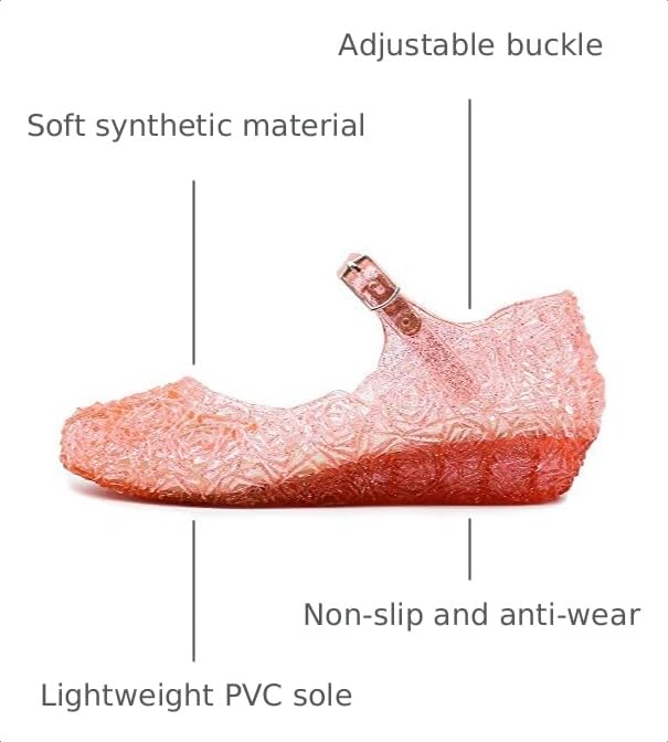 Image of techcity Princess Girls Sandals Dress Up Dance Party Cosplay Jelly Shoes for Kids Toddler Mary Janes