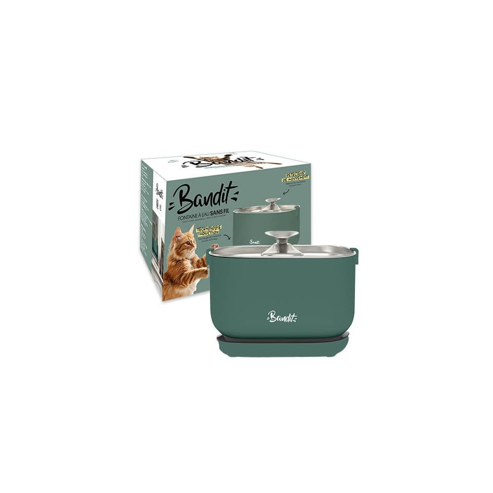 Bandit - Fuente de agua inalámbrica para gatos de 2,5 L, duración de 30 días, filtración de 4 etapas, detector de movimiento inteligente, ultra silencioso inferior 30 dB. Acero inoxidable, crema
