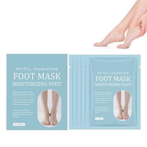 Lot de 5 paires de chaussettes pour pieds - Masque exfoliant pour les pieds - Pour enlever les callosités - Pour pieds secs et craquelés (1 paquet)
