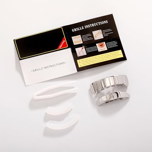 Grillz Vampire Teeth Grills for Your Teeth Gold Diamond Grillz for Men and Women 14k Gold Plated Iced Out Flat Tooth Cap for Hip Hop Men Rapper Costume3