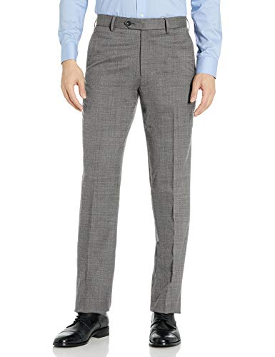Palm Beach Men's Sam Flat Front Dress Pant, Black/Grey, 30W Regular