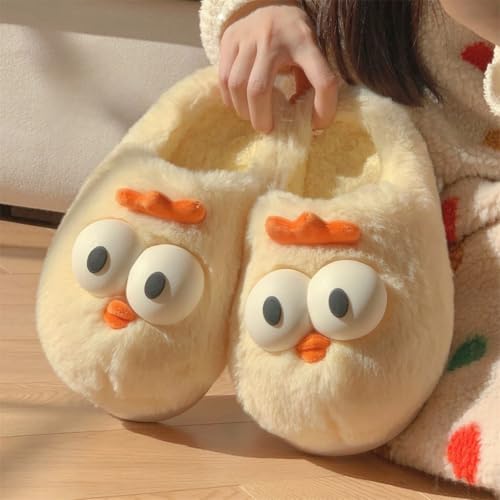 Animal Fuzzy Slippers for Women, Cute Chick Rooster Fluffy Plush Warm Memory Foam House Slippers2