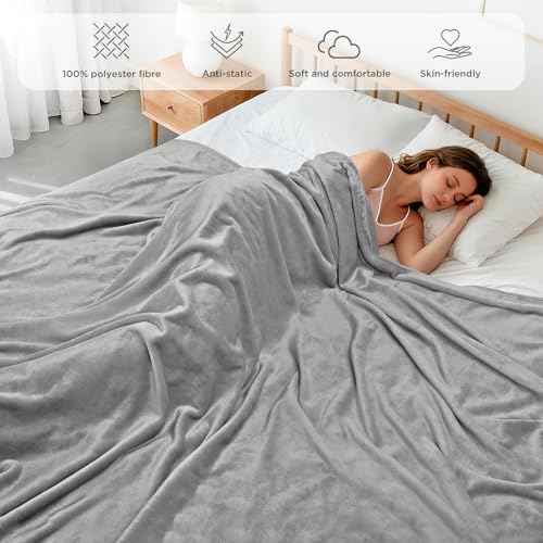 Cinkee Antistatische Kuscheldecke 300GSM Extra Weich | Fleecedecke Sofadecke 150x200 cm | Oeko-TEX® Wohndecke Tagesdecke & Couchdecke | Grau