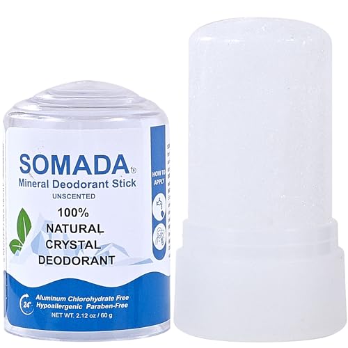 Crystal Deodorant Stick for Women and Men, 2.5 oz/60g - Travel Size - 100% Natural Alum Salt Stone Rock - Unscented Mineral Rock