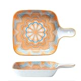 LVUNZJCA Auflaufform Keramik Kreative Auflaufform aus Keramik mit Griff für Kochen, Küche(Orange)