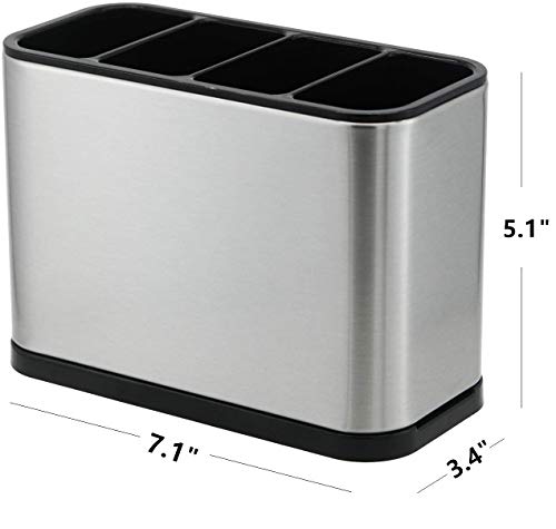 Kesol Kitchen Utensil Holder, Stainless Steel Utensil Drying Rack Flatware Holder Sinkware Caddy Countertop Organizer With 4 Divided Compartments, Rust Proof #TOP4