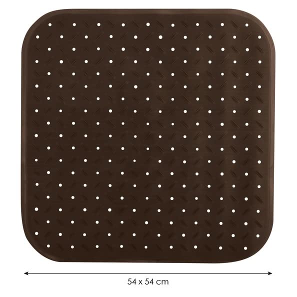 MSV Premium Shower Mat Bath Mat Antibacterial Non-Slip with Suction Cups Brown Rose Scented Approx. 54 x 54 cm Washable at 60 °C Large Brown - Image 3