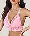 Avidlove Wireless Bra Sexy Camisole Tops for Women Racerback Everyday Lingerie Lace Bralettes Adjustable Strap Crop Top Pink