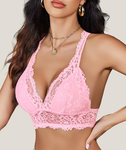 Image of Avidlove Lace Bralettes for Women Wireless Unpadded Bras Racerback Cami Tops Basic Sexy Strappy Everyday Lingerie