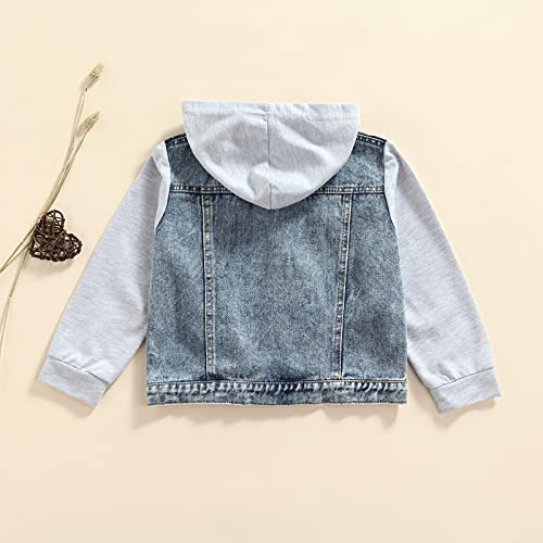 GOOCHEER Toddler Kids Baby Boy Denim Jacket Long Sleeve Button Down Hooded Jean Jacket Fall Spring Coat Outerwear3