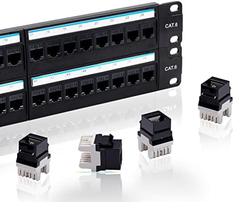 Cat6 Patch Panel 48 Port with Keystone, RJ45 Network Panel 19 Inch, Punch Down Keystone Ethernet Patch Panel with Back Bar