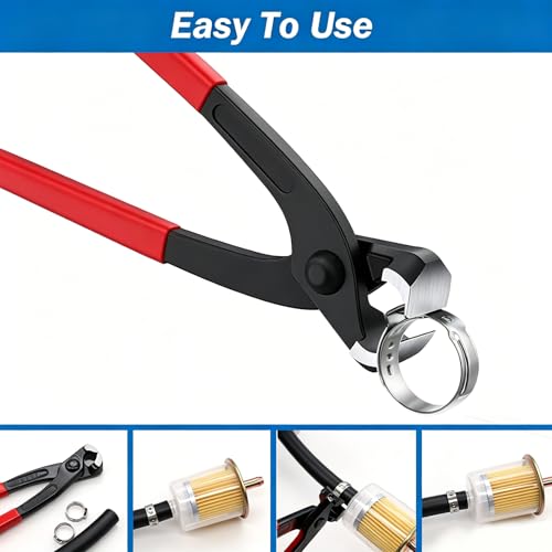 Image of Ear Clamp Pliers 10 Inch Hose Clamp Crimping Tool Carbon Steel Pinch Clamp Pliers Install Remove Clamp Nail Puller Tool for repairing pipes, fuel lines