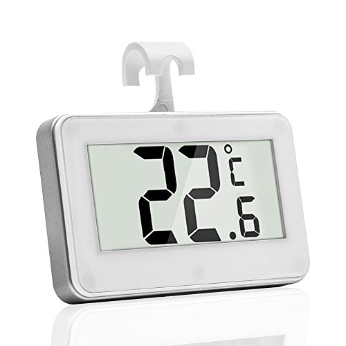 Henweit Thermomètre numérique étanche pour réfrigérateur, réfrigérateur, écran LCD, moniteur de température ambiante avec crochet pour usage domestique