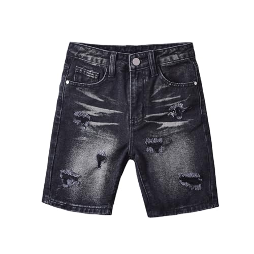 DeHolifer Pantaloncini di Jeans Strappati per Bambino Pantaloni Corti Elastica