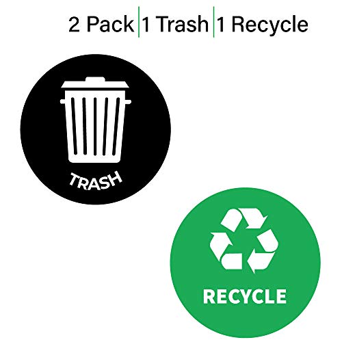Recycle And Trash Decal/Sticker Signs (8.5 Inches) - Waterproof-2Pk; Removable, Durable, Air-Release, Weather-Resistant, Long Lasting Vinyl Labels For Recycling And Trash Bins, Indoor And Outdoor Use. #TOP4