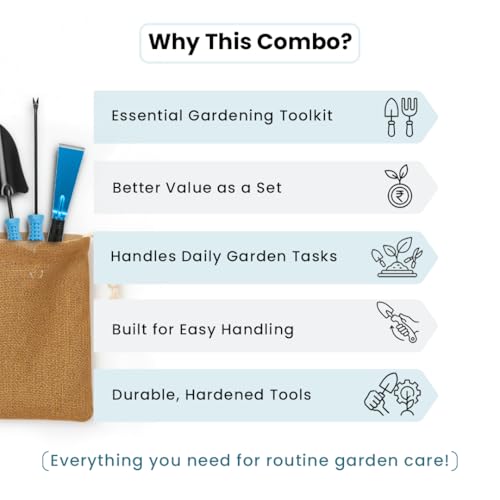 Image of IFFCO Urban Gardens 3-Piece Gardening Hand Tool Set | Heavy-Duty Garden Tools | Transplanter, Weeder & Khurpi for Home, Terrace & Balcony Gardening
