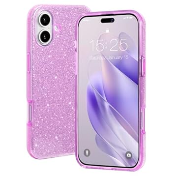 MILPROX Capa compatível com iPhone 16 - Design brilhante brilhante com glitter - Capa protetora fina de 3 camadas - Capa estética fofa para mulheres e meninas - roxa